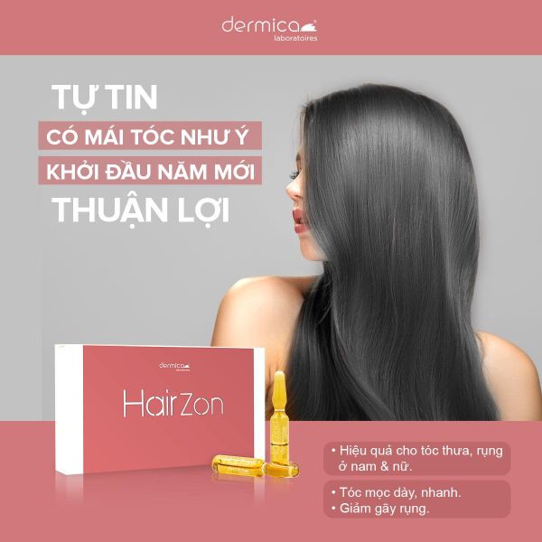 Ampoule hỗ trợ mọc tóc, dài mi, lông mày DERMICA HairZon Thụy Sĩ