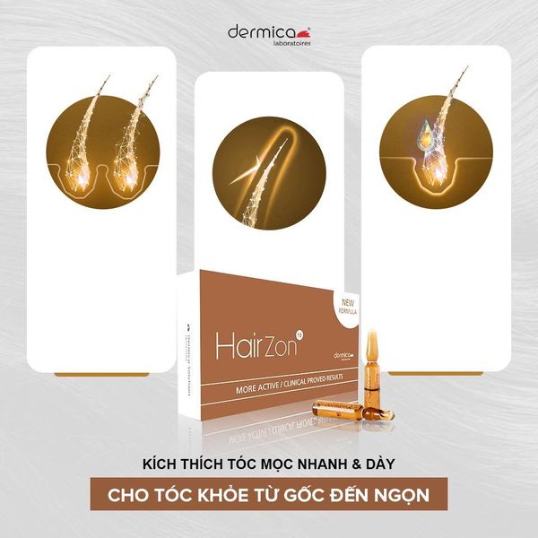 Ampoule hỗ trợ mọc tóc, dài mi, lông mày DERMICA HairZon Thụy Sĩ