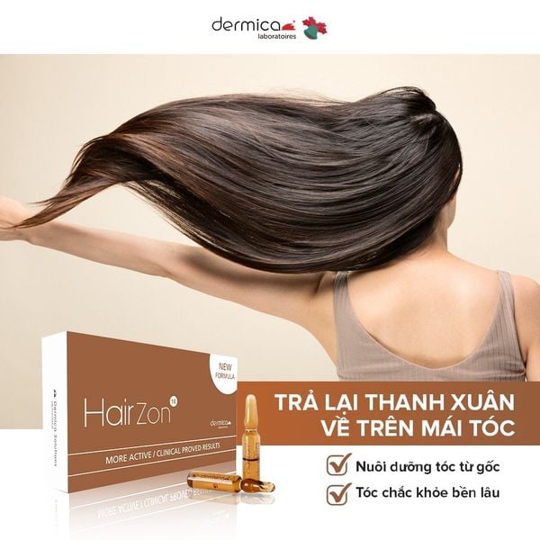 Ampoule hỗ trợ mọc tóc, dài mi, lông mày DERMICA HairZon Thụy Sĩ