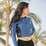  Áo Bơi Nữ Tay Dài - Croptop Zipper Coral 