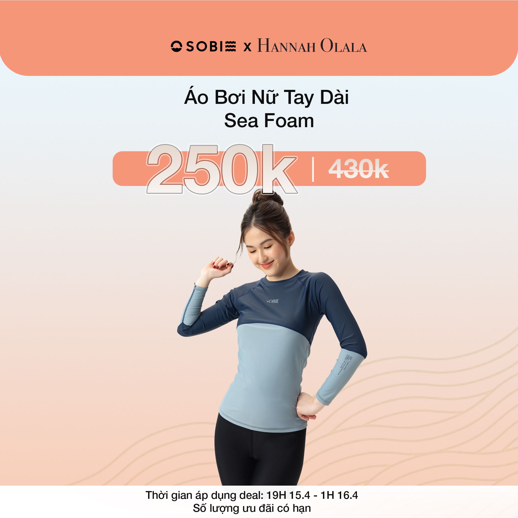  Hannah Olala x Sobie x Áo bơi nữ tay dài Sea Foam 