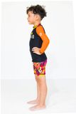  Palm Orange Black Kid Rashguard Set 