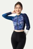  Áo bơi nữ croptop tay dài khoá kéo Harmony White 