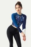  Áo bơi nữ croptop tay dài khoá kéo Harmony White 