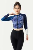  Áo bơi nữ croptop tay dài khoá kéo Harmony White 