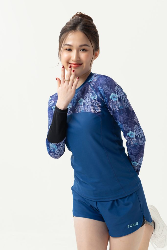 Áo bơi nữ tay dài Harmony Black, ảnh 2
