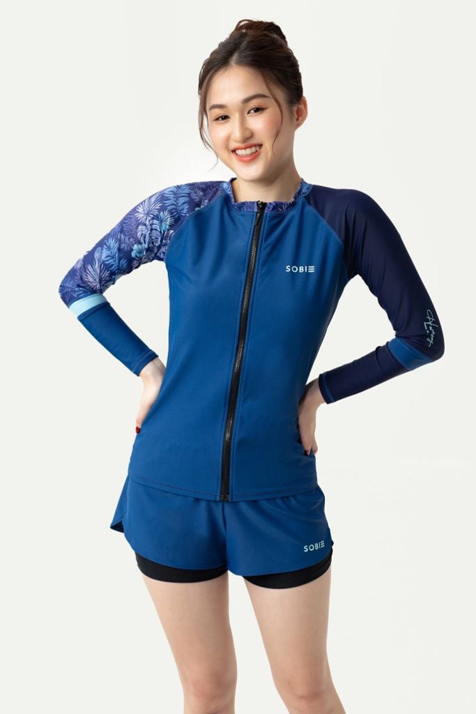 Áo bơi nữ tay dài khoá kéo Harmony Galaxy, ảnh 4