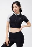  Áo bơi nữ tay ngắn croptop khoá kéo Cloudy Hebe 