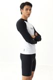  Áo bơi nam tay dài Black White 