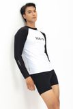  Áo bơi nam tay dài Black White 