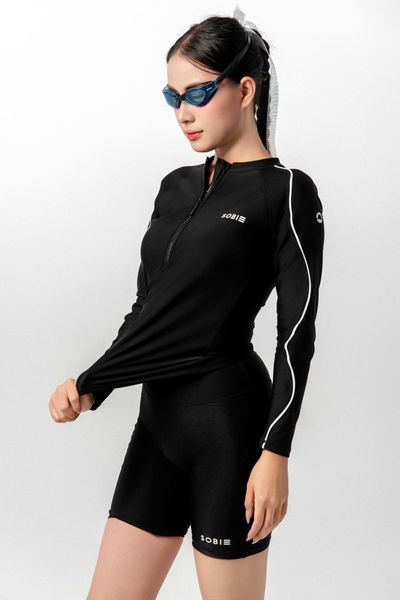  Áo bơi nữ tay dài khoá kéo kín đáo và chống nắng Curl 