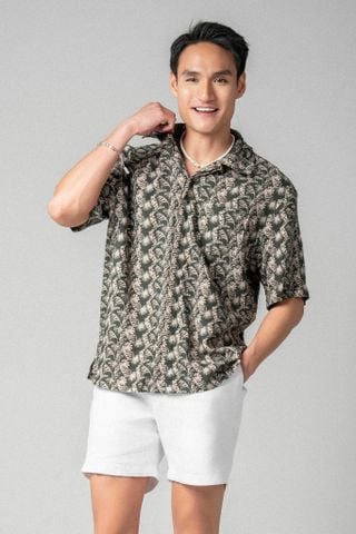  Ari Áo sơ mi nam tay ngắn vải linen rayon 