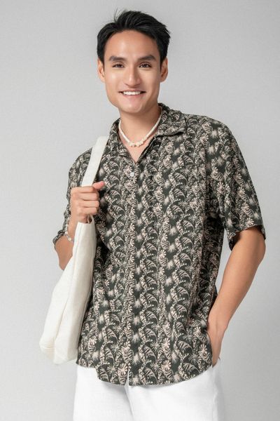  Ari Áo sơ mi nam tay ngắn vải linen rayon 
