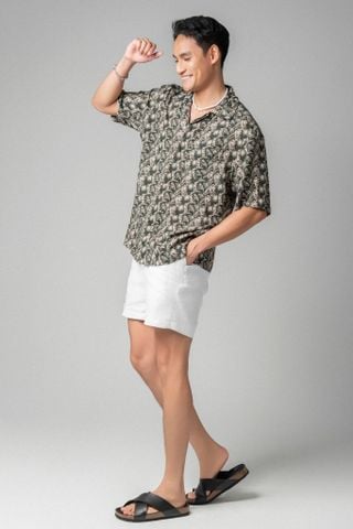  Ari Áo sơ mi nam tay ngắn vải linen rayon 