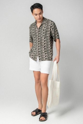  Ari Áo sơ mi nam tay ngắn vải linen rayon 