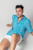  Dylan Áo sơ mi nam tay ngắn vải linen rayon 