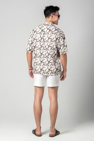  Baron Áo sơ mi nam tay ngắn vải linen rayon 
