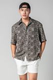 Canela Áo sơ mi nam tay ngắn vải linen rayon 