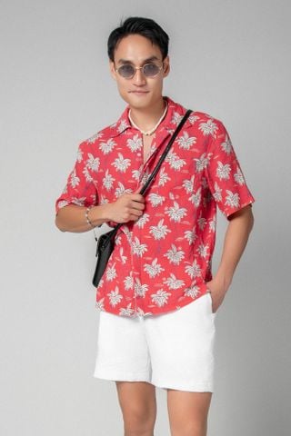  Dandy Áo sơ mi nam tay ngắn vải linen rayon 