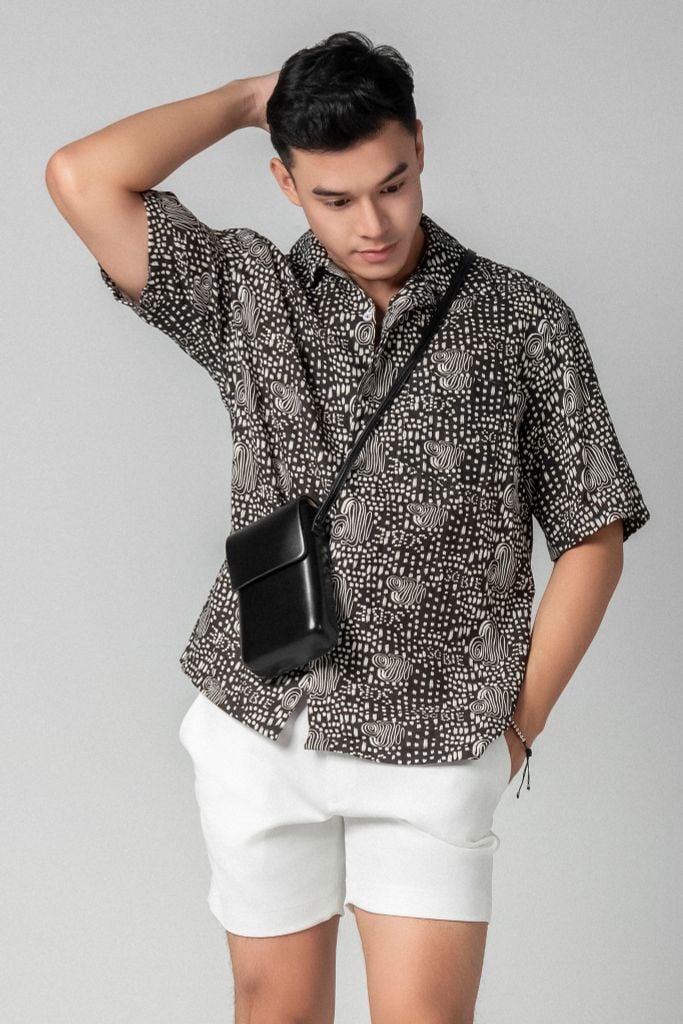 Canela Áo sơ mi nam tay ngắn vải linen rayon — 6