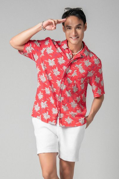  Dandy Áo sơ mi nam tay ngắn vải linen rayon 