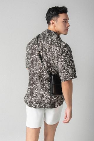  Canela Áo sơ mi nam tay ngắn vải linen rayon 