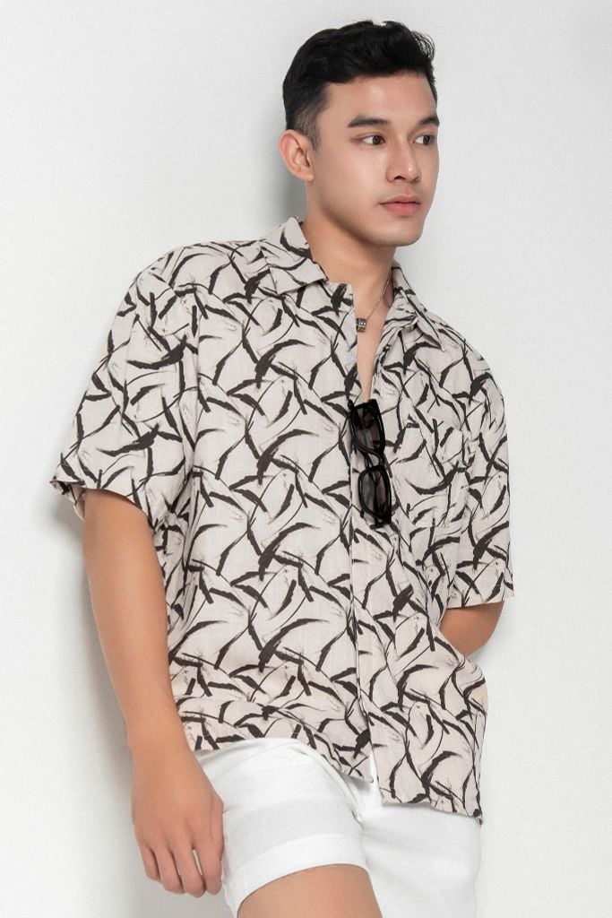 Baron Áo sơ mi nam tay ngắn vải linen rayon, ảnh 6