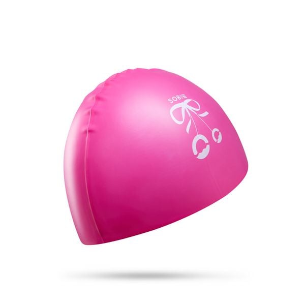  Nón bơi trẻ em sIlicon cao cấp SOBIE Ribbon Pink S23 