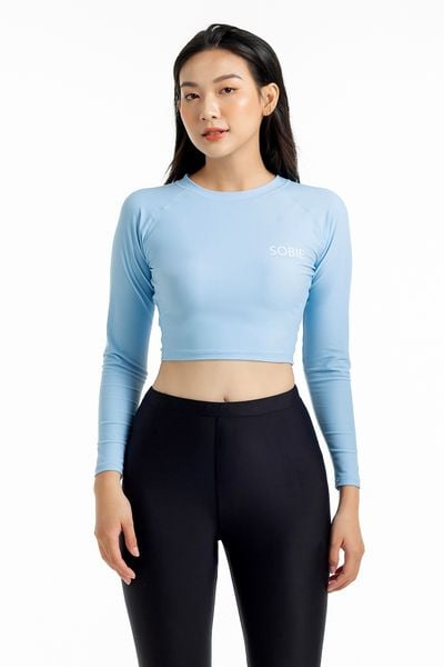  Áo Bơi Nữ Tay Dài Croptop - Basic Blue 