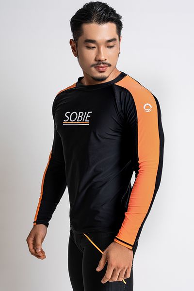  Áo Bơi Nam Tay Dài Black Orange 