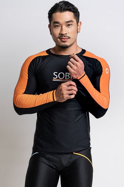  Áo Bơi Nam Tay Dài Black Orange 