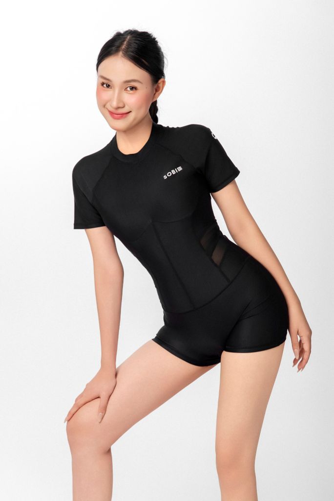 Đồ bơi nữ liền thân tay ngắn kín đáo và chống nắng Sotek™ Lydia, ảnh 5