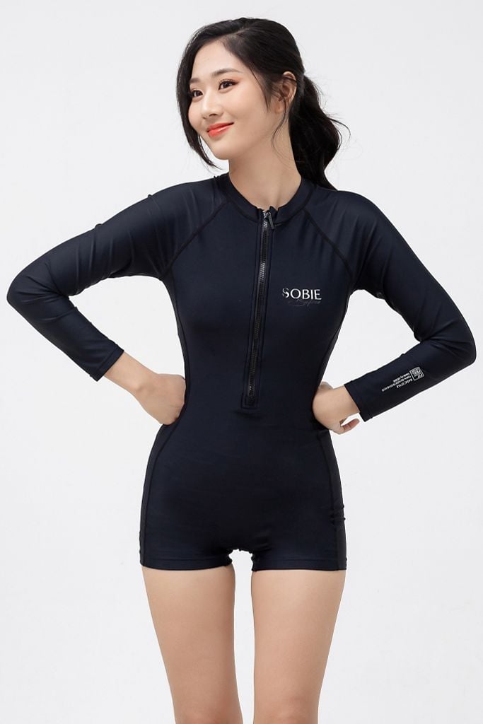Đồ Bơi Liền Thân Khóa Kéo Black Bodysuit — 5