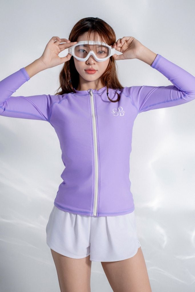 Lavender Eser Áo bơi tay dài khoá kéo