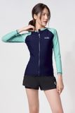  Áo Bơi Nữ Tay Dài Zipper Green Mixed Top 