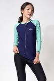  Áo Bơi Nữ Tay Dài Zipper Green Mixed Top 