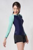  Áo Bơi Nữ Tay Dài Zipper Green Mixed Top 