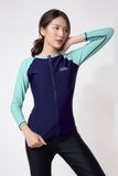  Áo Bơi Nữ Tay Dài Zipper Green Mixed Top 