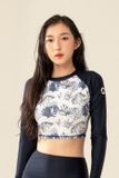  Áo Bơi Nữ Tay Dài Croptop Basic Coral 