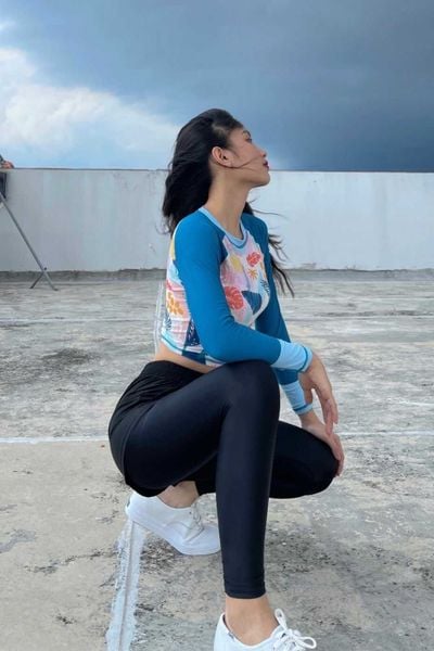  Quần Bơi Dài Nữ Legging Black 2 Layer 