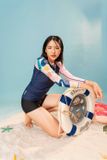  Áo Bơi Nữ Tay Dài Pink Navy Tropical 