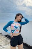  Áo Bơi Nữ Tay Dài Tropical Mixed Croptop 