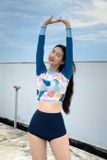  Áo Bơi Nữ Tay Dài Tropical Mixed Croptop 