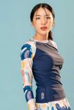  Áo Bơi Nữ Tay Dài Pink Navy Tropical 