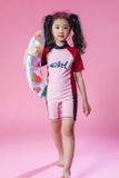  Đồ Bơi Trẻ Em Liền Thân Tay Ngắn Red-Pink 