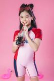  Đồ Bơi Trẻ Em Liền Thân Tay Ngắn Red-Pink 
