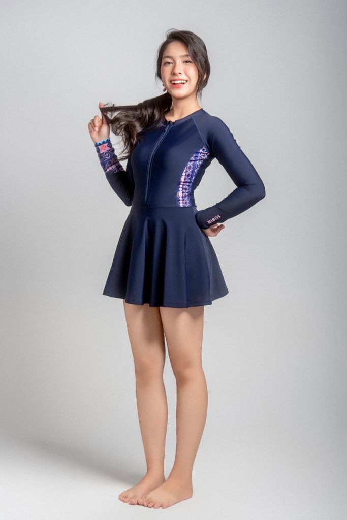 Muse Naila Đồ bơi nữ liền thân váy tay dài chống nắng — 5