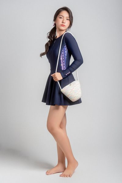  Muse Naila Đồ bơi nữ liền thân váy tay dài chống nắng 