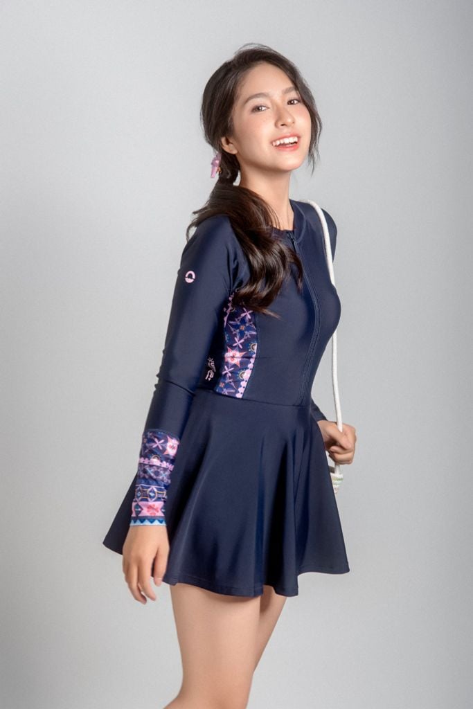 Muse Naila Đồ bơi nữ liền thân váy tay dài chống nắng — 8