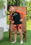  Palm Orange Black Kid Rashguard Set 